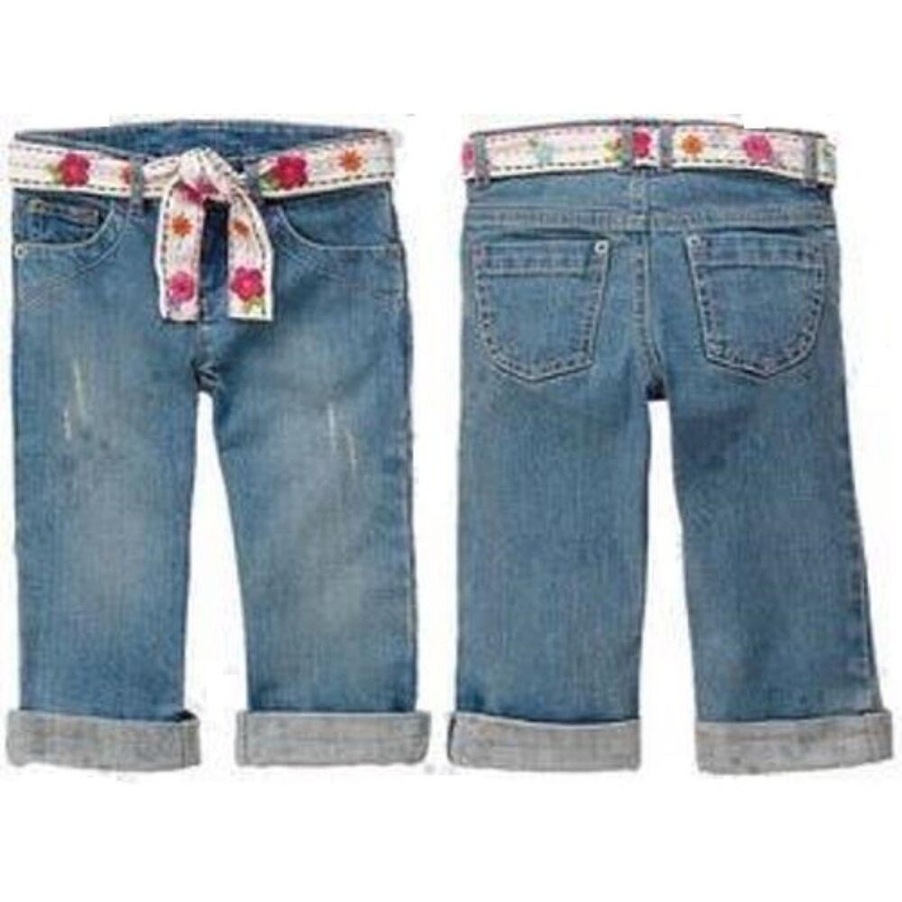 NEW Gymboree girls 4 4T stretch jeans capri pants denim belt fairy fashionable